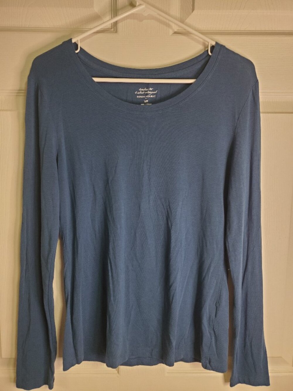 Banana Republic Timeless T-Shirt Long Sleeve Round Neck Women Size S Petite Blu